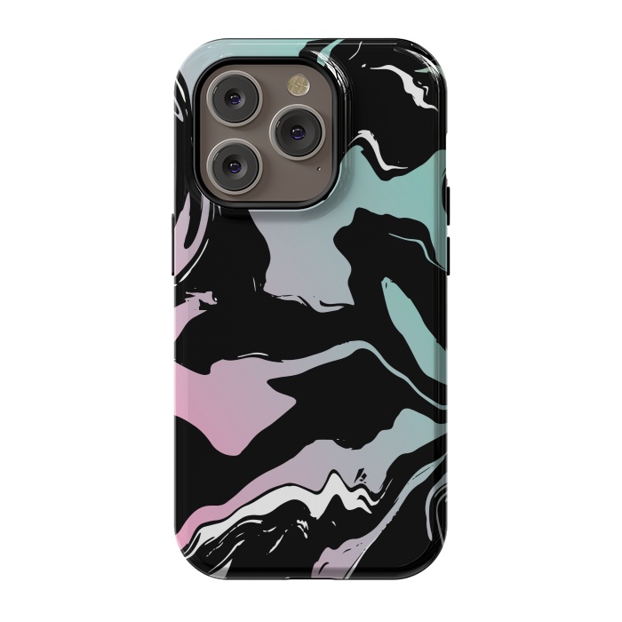 iPhone 14 Pro StrongFit BLUE PINK MARBLE PRINT 3 by MALLIKA