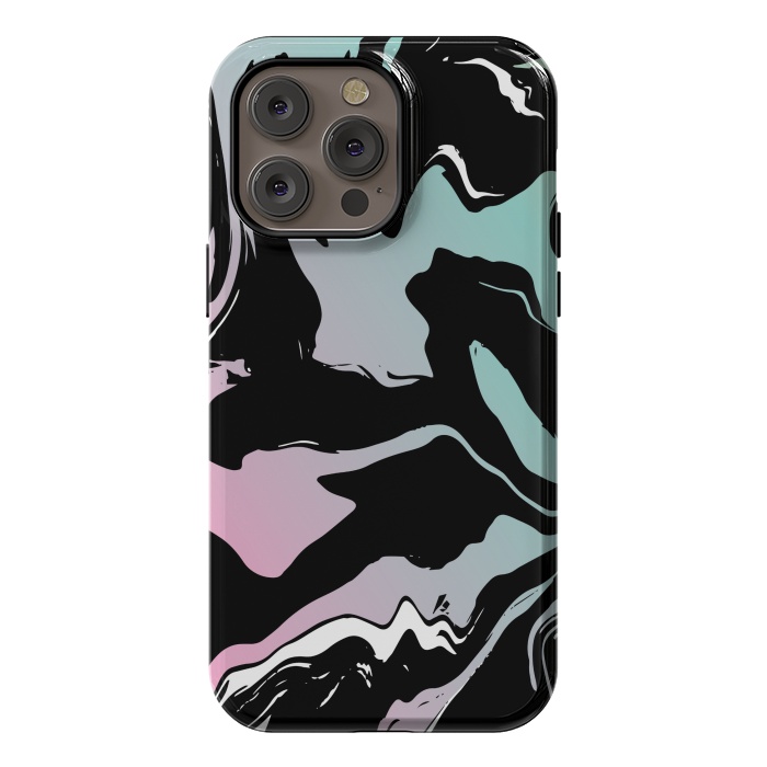 iPhone 14 Pro max StrongFit BLUE PINK MARBLE PRINT 3 by MALLIKA