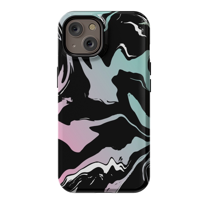 iPhone 14 StrongFit BLUE PINK MARBLE PRINT 3 by MALLIKA