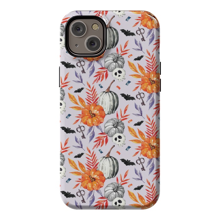 iPhone 14 Plus StrongFit PUMPKIN SKULL PRINT by MALLIKA