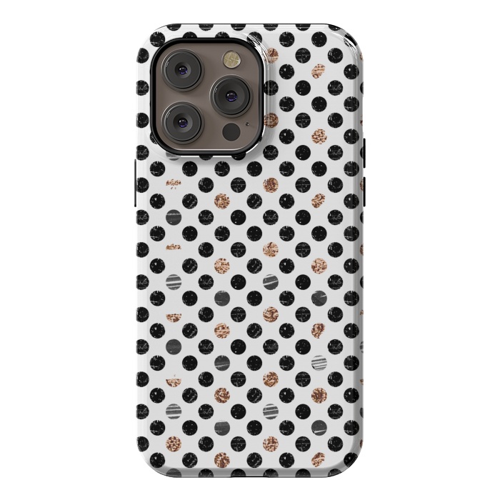 iPhone 14 Pro max StrongFit Ink and gold glitter polka dots by Oana 