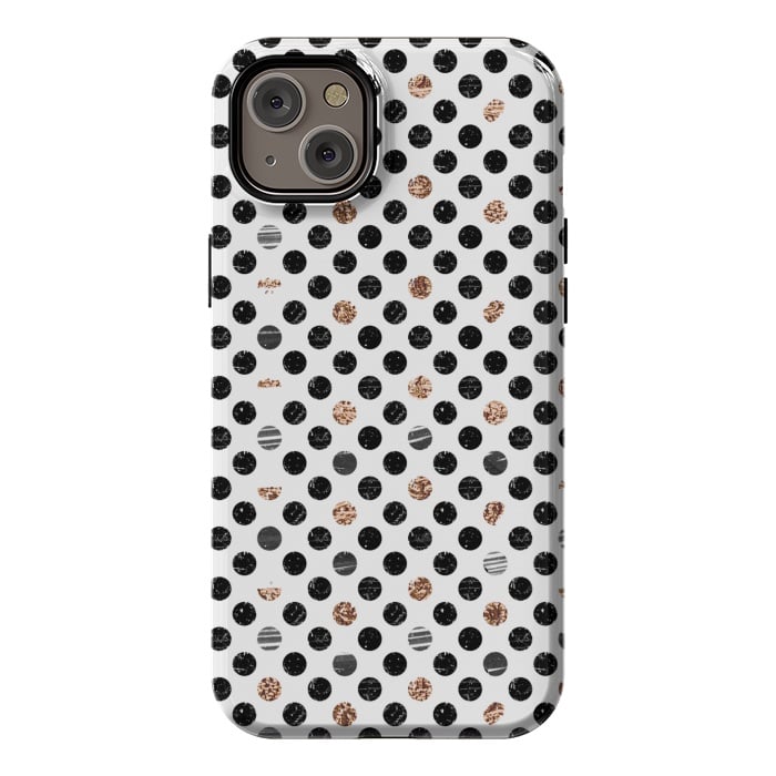 iPhone 14 Plus StrongFit Ink and gold glitter polka dots by Oana 