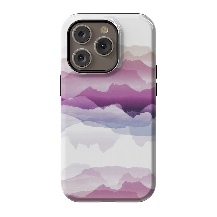 iPhone 14 Pro StrongFit Pink blue gradient mountain landscape by Oana 