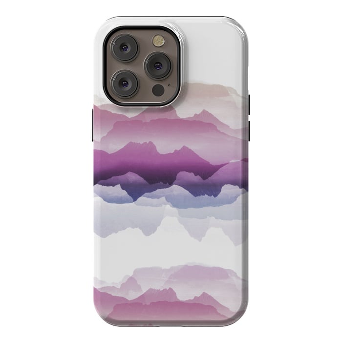 iPhone 14 Pro max StrongFit Pink blue gradient mountain landscape by Oana 