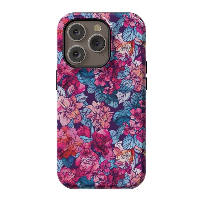 iPhone 14 Pro StrongFit pink floral pattern 6 by MALLIKA