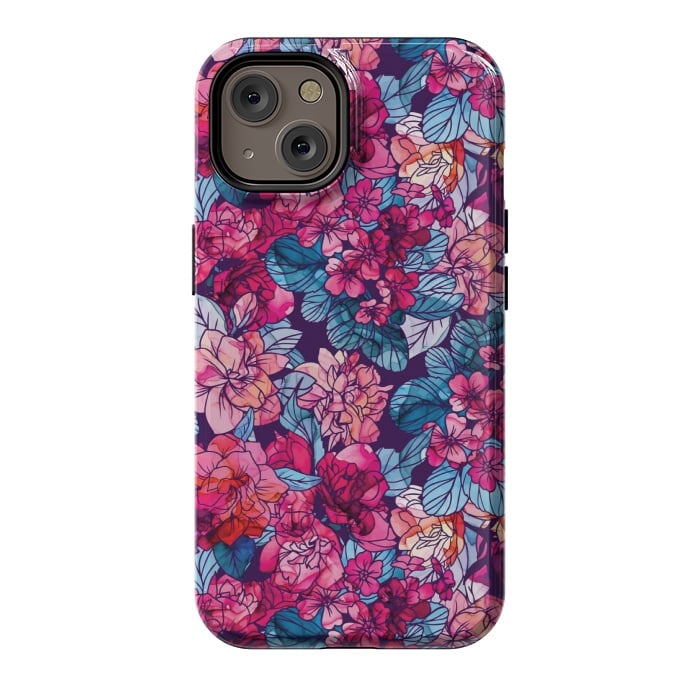iPhone 14 StrongFit pink floral pattern 6 by MALLIKA