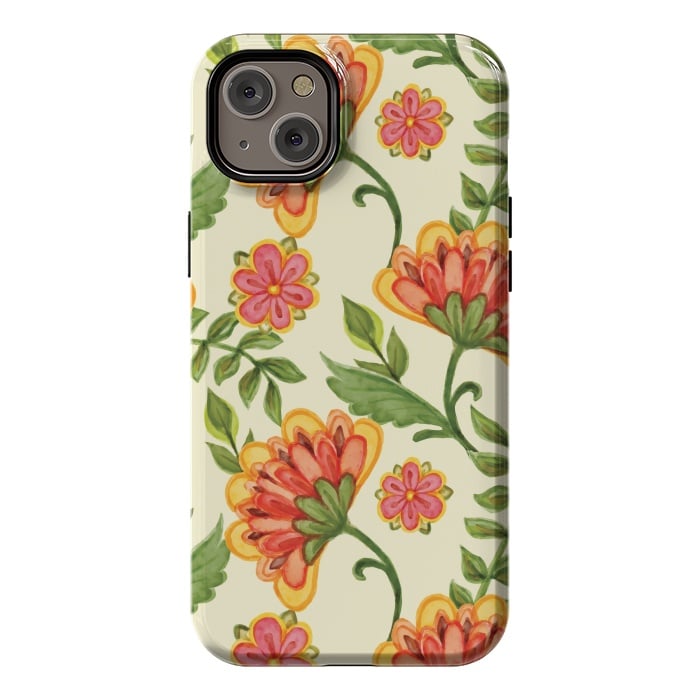 iPhone 14 Plus StrongFit red yellow green floral pattern by MALLIKA