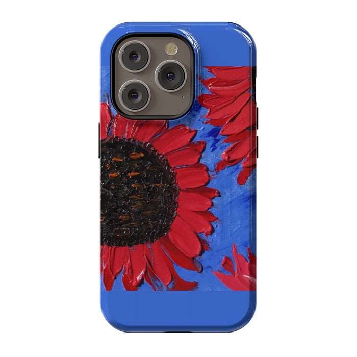 iPhone 14 Pro StrongFit Red sunflowers art by ArtKingdom7