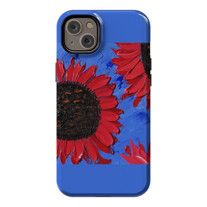 iPhone 14 Plus StrongFit Red sunflowers art by ArtKingdom7
