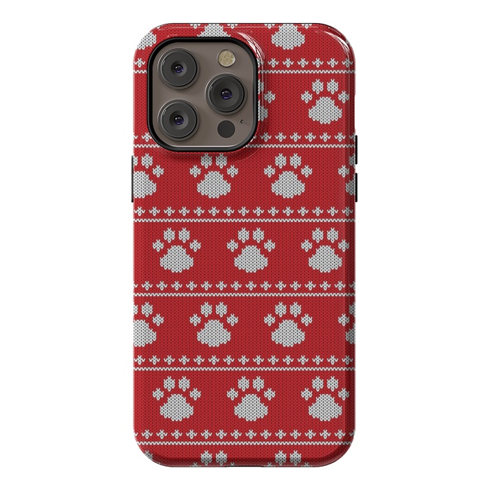iPhone 14 Pro max StrongFit red paws pattern by MALLIKA