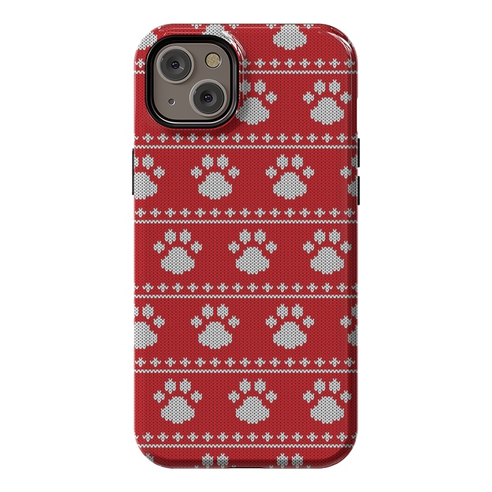 iPhone 14 Plus StrongFit red paws pattern by MALLIKA