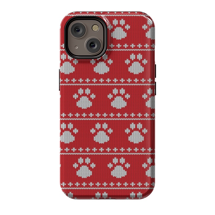 iPhone 14 StrongFit red paws pattern by MALLIKA