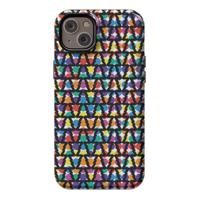 iPhone 14 Plus StrongFit multi color christmas tree pattern by MALLIKA