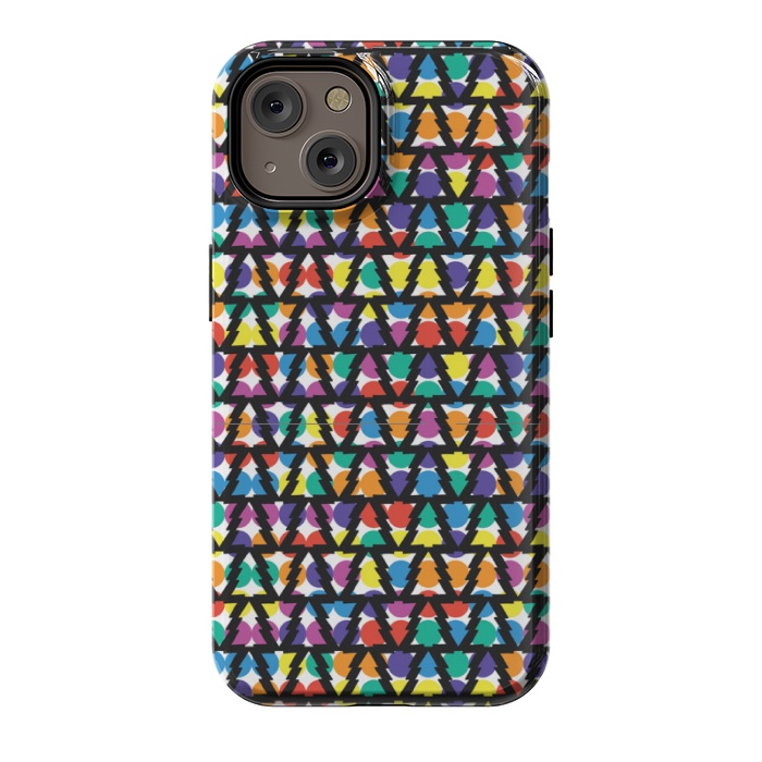 iPhone 14 StrongFit multi color christmas tree pattern by MALLIKA