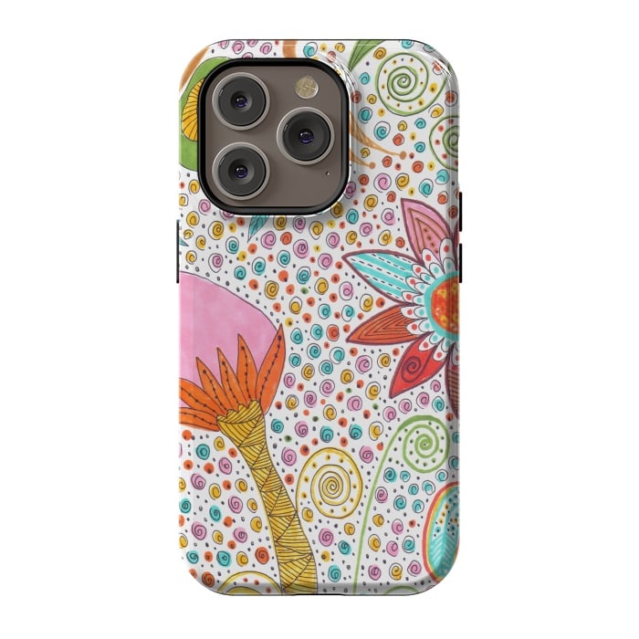 iPhone 14 Pro StrongFit Floral mandala dot art by ArtKingdom7