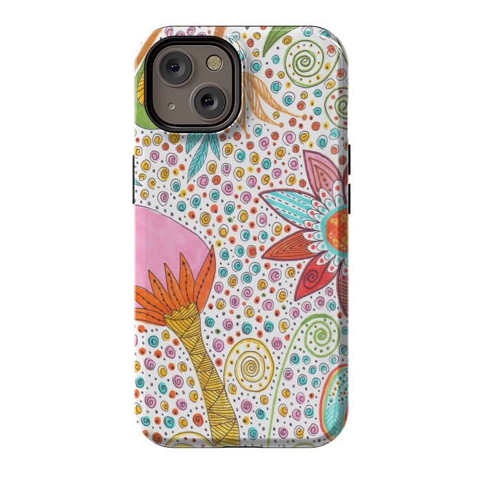iPhone 14 StrongFit Floral mandala dot art by ArtKingdom7