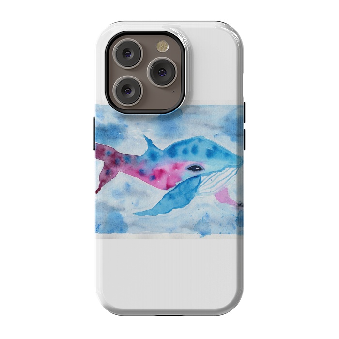 iPhone 14 Pro StrongFit Baby whale watercolor by ArtKingdom7