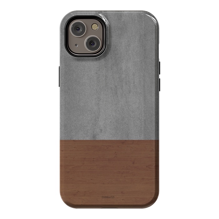 iPhone 14 Plus StrongFit Concrete-Touch of a Wood by ''CVogiatzi.