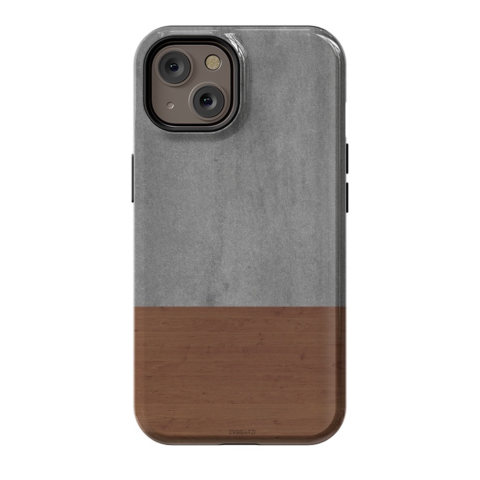 iPhone 14 StrongFit Concrete-Touch of a Wood by ''CVogiatzi.