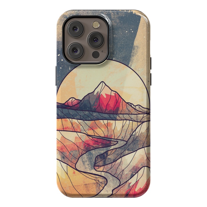 iPhone 14 Pro max StrongFit Retro river mountains by Steve Wade (Swade)