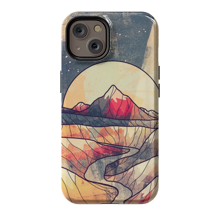 iPhone 14 StrongFit Retro river mountains by Steve Wade (Swade)