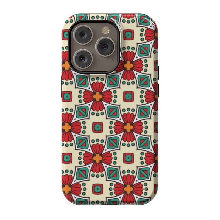 iPhone 14 Pro StrongFit red floral print by MALLIKA