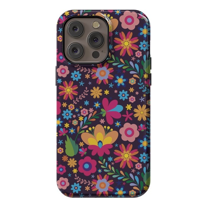 iPhone 14 Pro max StrongFit Pink and Yellow Flower Party by ArtsCase