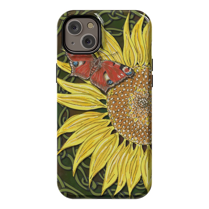 iPhone 14 Plus StrongFit Sunflower and Butterfly by Lotti Brown