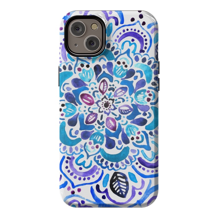 iPhone 14 Plus StrongFit Ocean Watercolour Mandala - Vivid by Tangerine-Tane