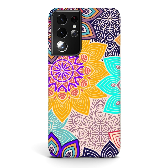 Galaxy S21 ultra StrongFit Repeated Tropical Mandalas by ArtsCase