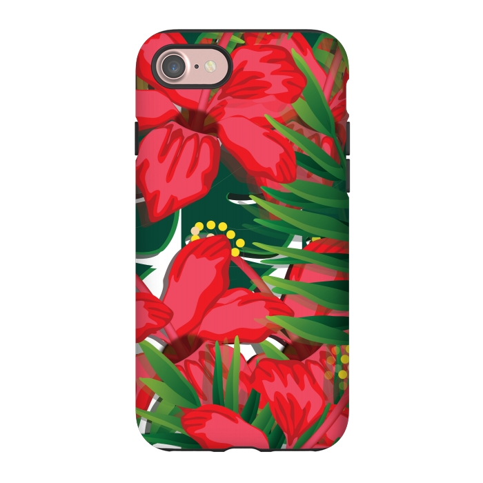 iPhone 7 StrongFit red tulips tropical by MALLIKA