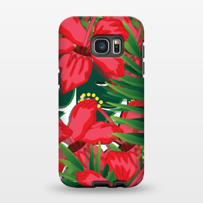 Galaxy S7 EDGE StrongFit red tulips tropical by MALLIKA