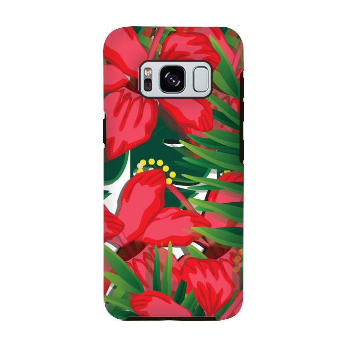 Galaxy S8 StrongFit red tulips tropical by MALLIKA