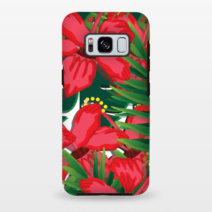 Galaxy S8 plus StrongFit red tulips tropical by MALLIKA