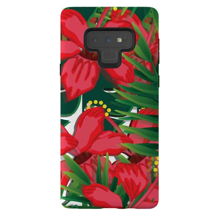 Galaxy Note 9 StrongFit red tulips tropical by MALLIKA
