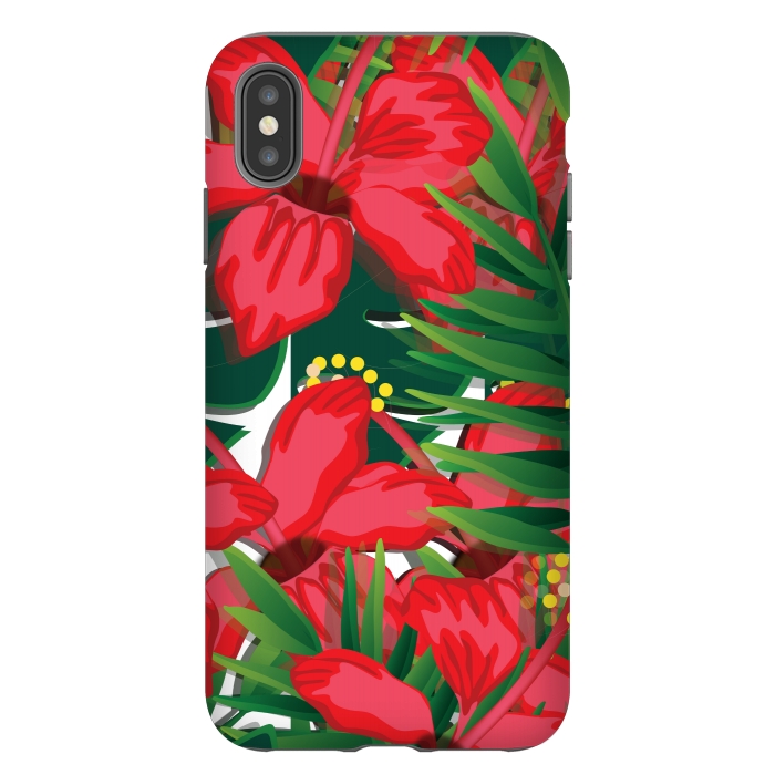 iPhone Xs Max StrongFit red tulips tropical by MALLIKA