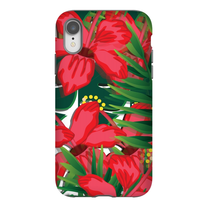 iPhone Xr StrongFit red tulips tropical by MALLIKA