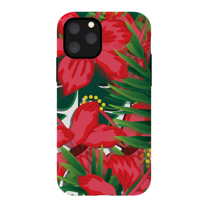 iPhone 11 Pro StrongFit red tulips tropical by MALLIKA