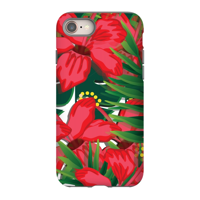iPhone SE StrongFit red tulips tropical by MALLIKA