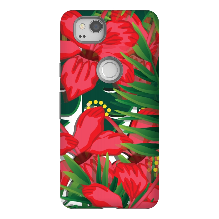 Pixel 2 StrongFit red tulips tropical by MALLIKA