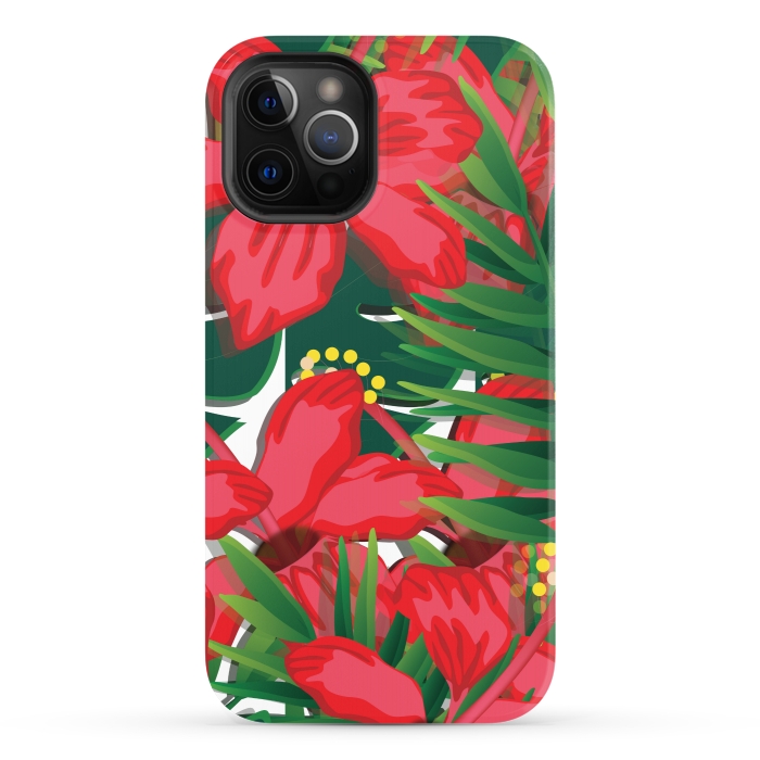 iPhone 12 Pro StrongFit red tulips tropical by MALLIKA