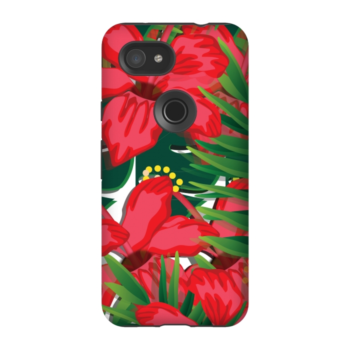 Pixel 3A StrongFit red tulips tropical by MALLIKA