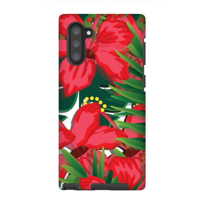 Galaxy Note 10 StrongFit red tulips tropical by MALLIKA
