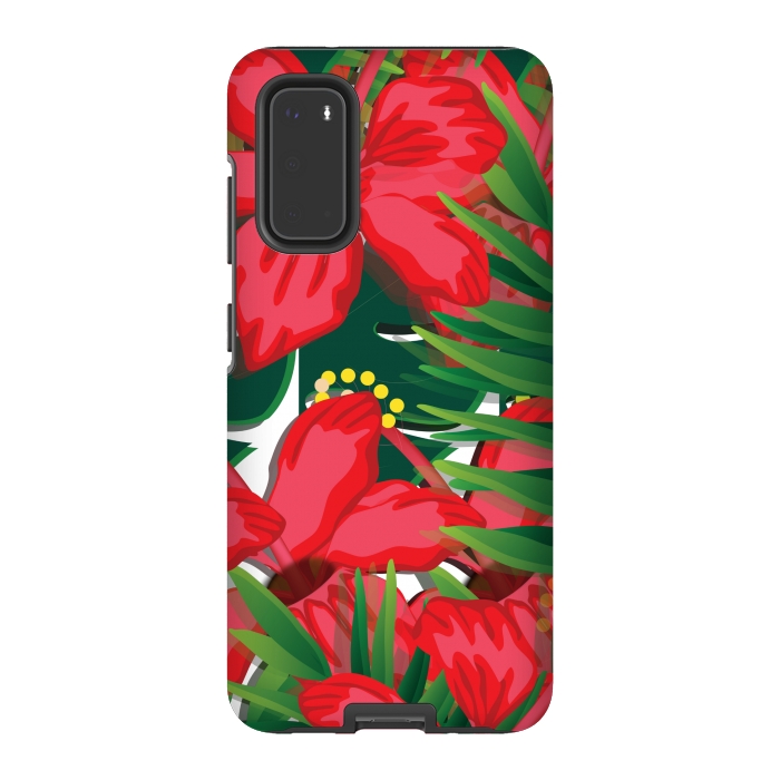 Galaxy S20 StrongFit red tulips tropical by MALLIKA
