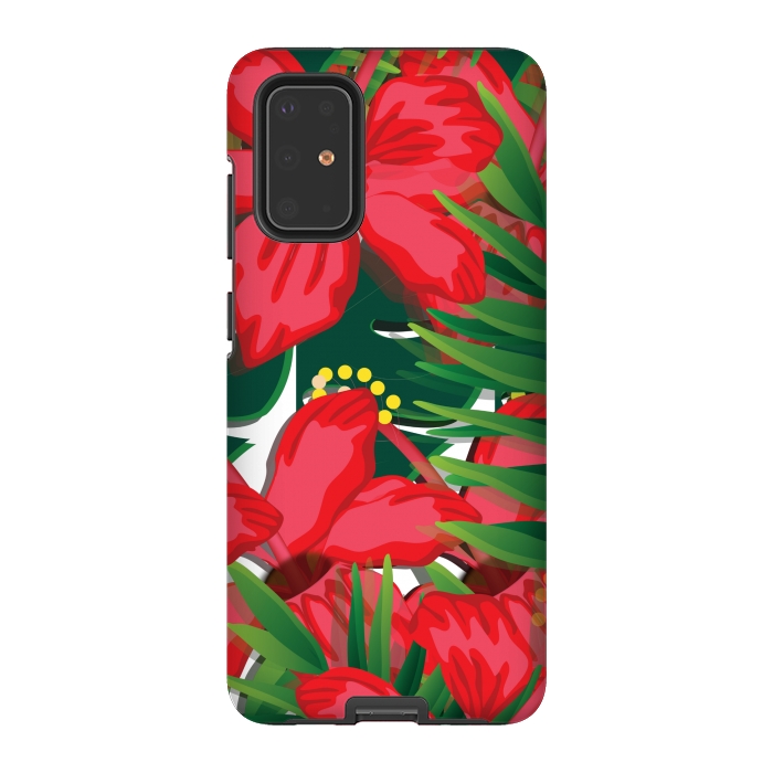 Galaxy S20 Plus StrongFit red tulips tropical by MALLIKA