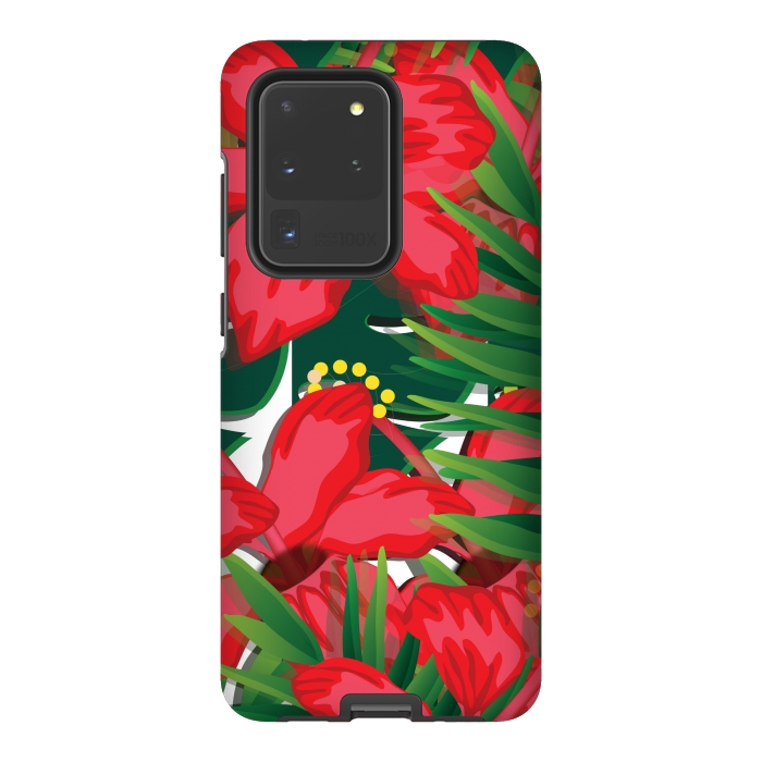 Galaxy S20 Ultra StrongFit red tulips tropical by MALLIKA