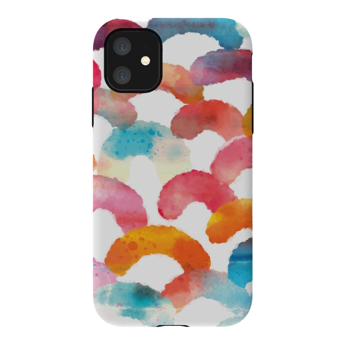 iPhone 11 StrongFit Watercolor multi scales by MALLIKA