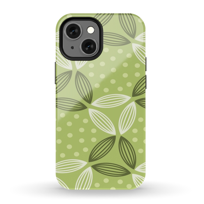 iPhone 12 mini StrongFit green leave pattern by MALLIKA