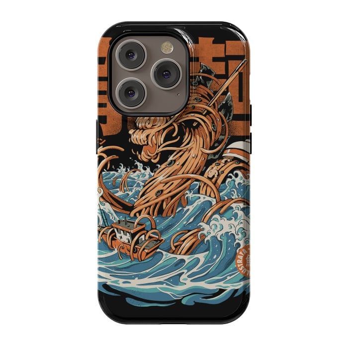 iPhone 14 Pro StrongFit Black Great Ramen Dragon off Kanagawa by Ilustrata