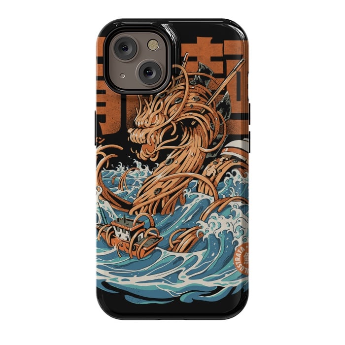 iPhone 14 StrongFit Black Great Ramen Dragon off Kanagawa by Ilustrata